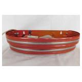 Mid Century red & chrome 2 tier headboard bed lamp
