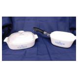 Corning blue cornflower: 8" casserole w/ glass