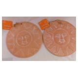 2 new terra cotta wall plaques, 10"