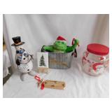 Christmas: Singing frog - Santa candy jar -