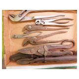 3 pair tin snips - 5 pair channel locks