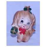 Lefton Christmas puppy dog, 4" tall