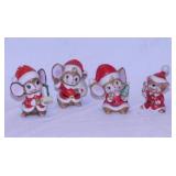 Set of 3 Homco Christmas mice w/ tree, bag & gifts