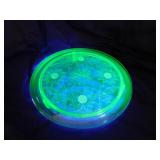 Jeanette glass green uranium sunflower cake plate