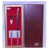 New Kalmar Designs stainless carving set in box -