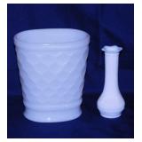 E.O. Brody Co. vintage white milk glass vase oval