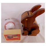 Banks: Wooden rabbit, 9" tall - Collier