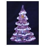 Fenton iridescent flocked pink glass Christmas