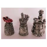 3 Comstock Wizard of Oz pewter thimbles: Toto in