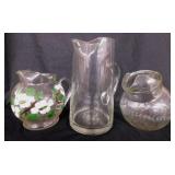 3 clear glass pitchers