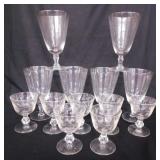Stemware: 7 goblets w/ leaf design - 6 Fostoria