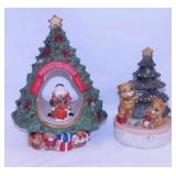 Flambro Christmas bears & tree music box, plays
