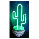Vintage glass neon cactus table lamp