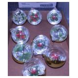 9 Jewel Brite diorama Christmas tree ornaments,