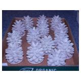 14 white glittered plastic pinecone light covers
