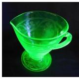 Hazel Atlas Cloverleaf uranium glass creamer,