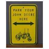 Embossed metal John Deere Tractor Parking sign,