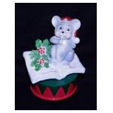 Vintage mouse on open book & drum Christmas music
