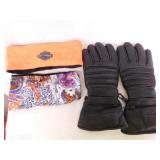 Leather gloves, size small - Harley Davidson knit