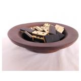 28 vintage ebony and bone dominoes w/ brass pins