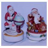 Bisque Santa checking the list rotating music box,