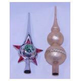 Gold glass Christmas tree topper finial, 11" tall