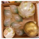 Six Columbia brand glass Christmas bulb ornaments