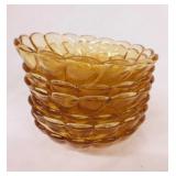 5 amber bubble glass bowls, 4.75" - 6 Hazel Atlas