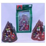 3 vintage hard plastic Christmas nativity scenes,