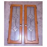 Pair of vintage beveled glass cabinet doors,