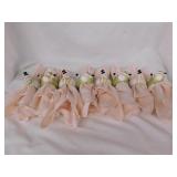 8 Santa & snowman porcelain napkin rings w/ linen
