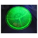 Cherry Blossom uranium glass grill plate, 10"