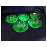 5 Hazel Atlas diamond arches uranium glass berry