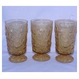3 Milano Honey Gold amber glass footed tumblers,