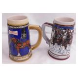 2 Budweiser Anheuser Busch ceramic beer steins,