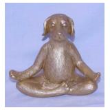 Goldtone resin yoga dog statue, 7" tall