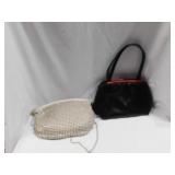 Vintage black tortoise bakelite purse - Ivory