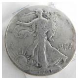 1941 Liberty walking half dollar, very good