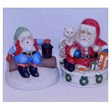 1979 bisque elf w/ lighted? lantern, 5" tall -