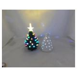 Two lighted Christmas tree, one ready to paint,