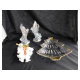 Iridescent angel glass candle holders, 7" tall -