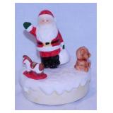 Vintage Santa Claus with presents, rocking horse