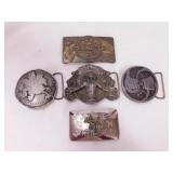 5 vintage belt buckles: 1970