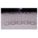 5 Mid Century atomic starburst glass tumblers,
