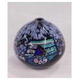 1996 hand blown abstract art glass oil lamp signed
