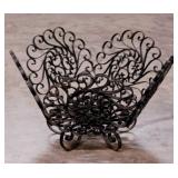 Vintage Spain wrought iron scroll work fruit bowl