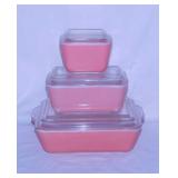 1952 Pyrex Flamingo Pink refrigerator dishes with