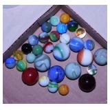 Vintage glass marbles including 9 shooters