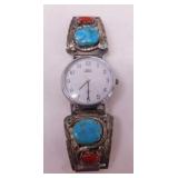 Sterling silver turquoise Zuni Timex watch