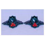 Pair of Lefton Holly Berry Christmas candlesticks